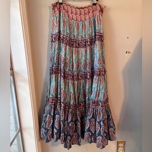 Hazel Anthro Paisley Tiered Skirt Size large